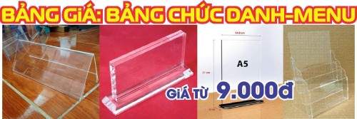 BẢNG GIÁ BẢNG CHỨC DANH-MENU CÁC LOẠI