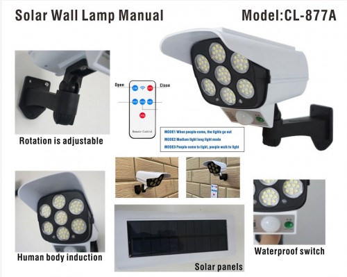 ĐÈN CẢM BIẾN NĂNG LƯỢNG CL-877B - 180W HÌNH CAMERA , KÈM REMOTE FULL PHỤ KIỆN,SIÊU SÁNG