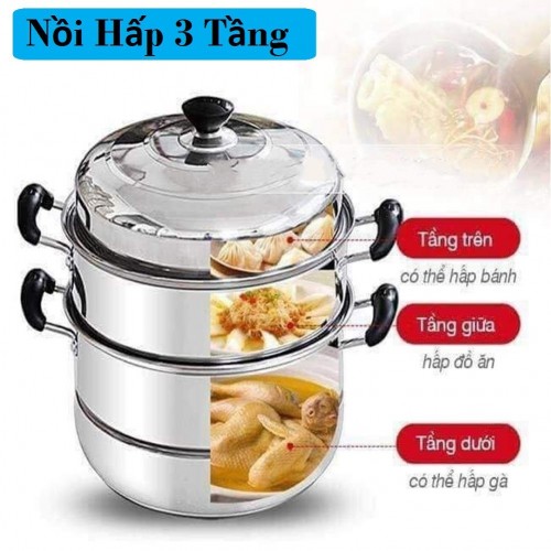 Nồi Hấp Inox 3 Tầng 28cm steamer