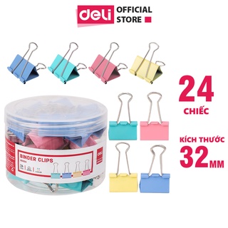 Kẹp Bướm 32 mm màu Deli 24 cái