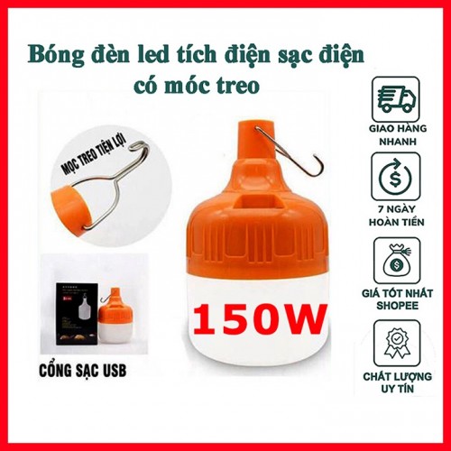 Đèn Led Tích Điện 150W Có Móc Treo Thắp Sáng 6-8H