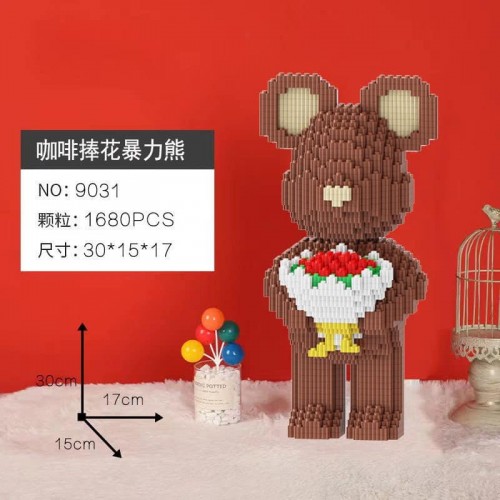 LEGO GẤU CẦM HOA NO.9031 - 1680 MẢNH GHÉP CAO 30CM