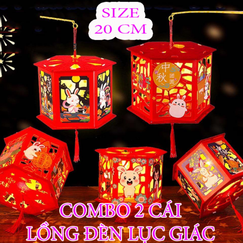 LỒNG ĐÈN TRUNG THU LỤC GIÁC NHIỀU HÌNH (SET 2 CÁI)