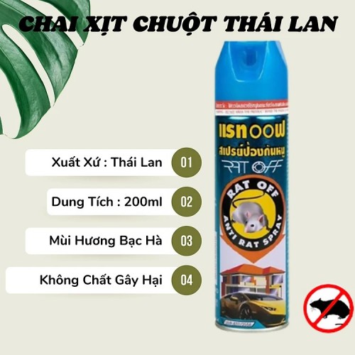 Chai Xịt Đuổi Chuột Rat Off - Anti Rat Spray Thái Lan 200ml