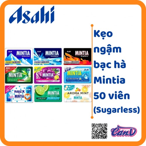 Kẹo ngậm bạc hà Asahi Mintia 50 viên (Bạc hà dịu không đường)  và (Cam chanh tươi mát) - HÀNG NHẬT NỘI ĐỊA