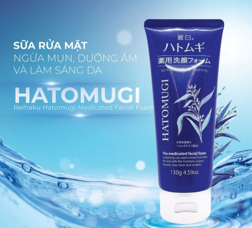 Sữa rửa mặt Hatomugi giúp ngăn ngừa mụn và dưỡng trắng 130g